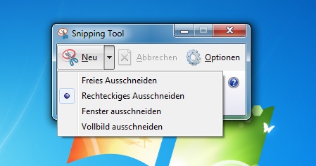 Screenshotmodi Snipping Tool - Screenshot in Windows 7